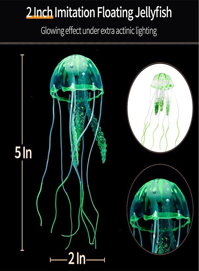 Qpets 3 Pcs Fluorescence Jellyfish Ornament Decoration For Aquarium Fish Tank, Artificial Silicone Jellyfish Decor For Aquarium Fish Tank Floating Jellyfish Aquarium Fish Tank Accessories - Image 2